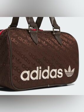 adidas Brown Logo Duffel with White Embroidery
